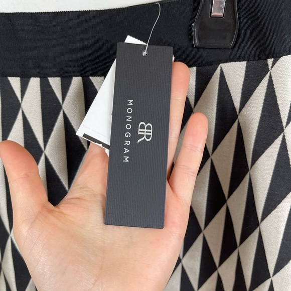 Geometric Black and White Mini Skirt Work Career Summer by BR Size 12 - Picture 5 of 12